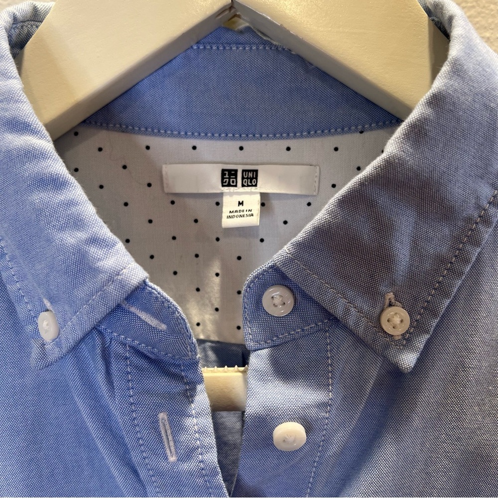 Uniqlo Blue Cotton Oxford‎ Button Down Shirt Size M Women’s Classic Pocket Top - Picture 4 of 12